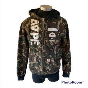 AAPE By A Bathing Ape Mens Camo APUNVS Silver Detail Zip Up Hoodie Size XL
